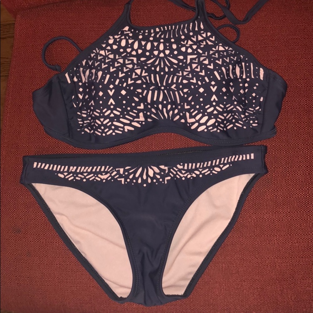 Pink and gray bathing suit